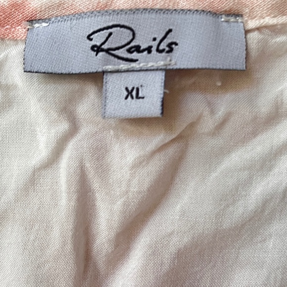 RAILS MIDI Dress XL LINEN Blend DELILAH Pink Tie Dye Adj. Spaghetti Straps $188 - Picture 8 of 13